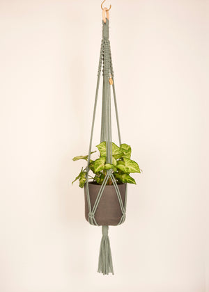 Stylish and eco-conscious Plant Hanger in Sage Smudge, handmade in UK from 100% recycled cotton, with a free hook and gift options