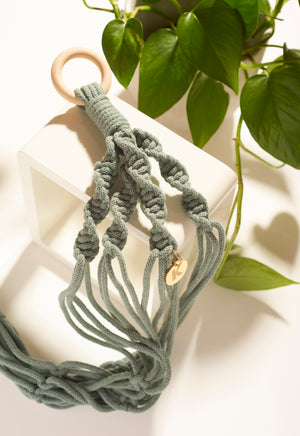 Stylish and eco-conscious Plant Hanger in Charcoal, handmade in UK from 100% recycled cotton, with a free hook and gift options